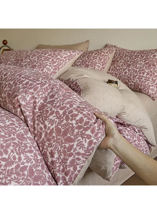 Vintage Floral Duvet Cover 86 61x94 49 Inches Soft Linen Zipper Closure Machine Washable Pink - Image 4